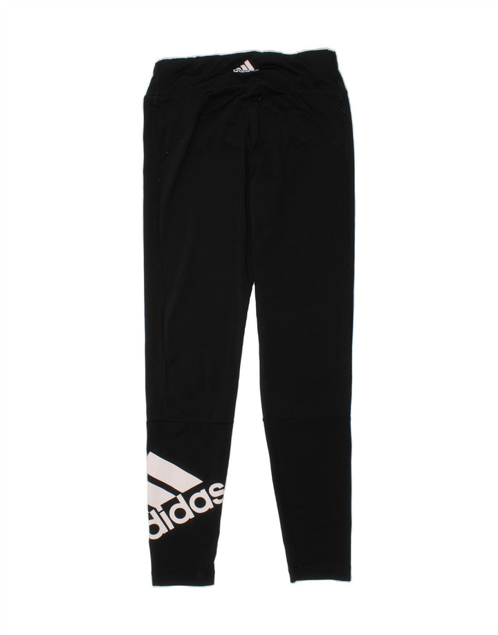 ADIDAS Girls Graphic Leggings 13-14 Years  Black Polyester Vintage Adidas and Second-Hand Adidas from Messina Hembry 