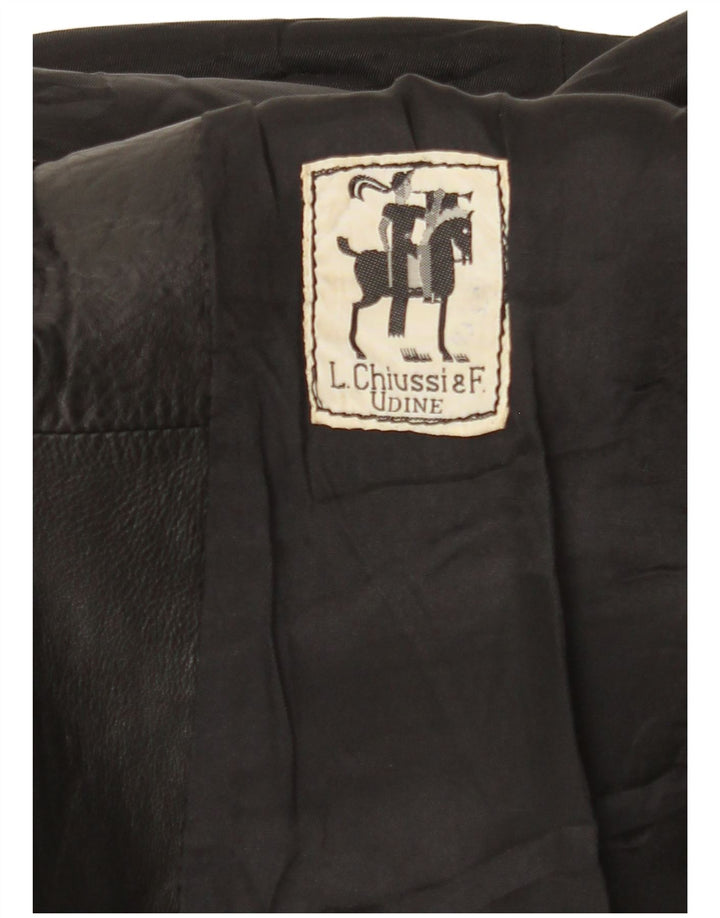 Vintage læderfrakke til kvinder UK 10 Small Black