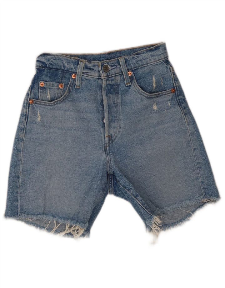 Levi's Womens 501 distressed denimshorts W23 2XS blå bomuld