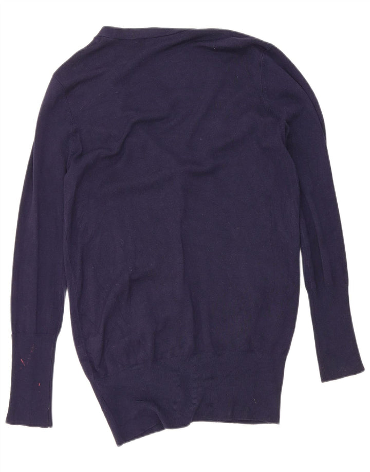 Zara Dame Cardigan Sweater UK 16 Large Navy Blue Rayon