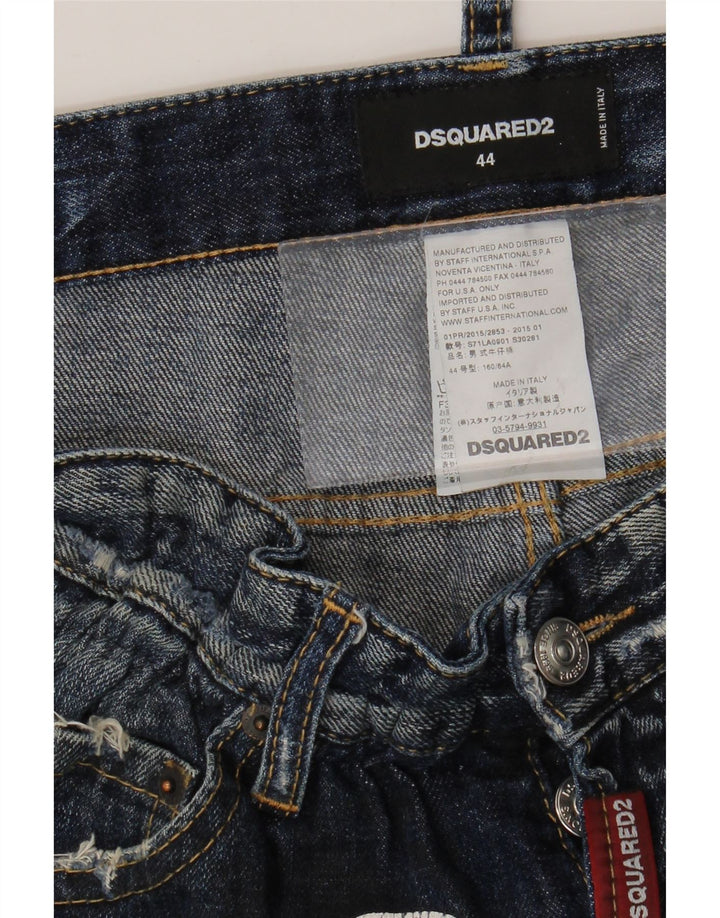 Dsquared2 Dame grafiske cropped jeans IT 44 Medium W34 L23 Marineblå