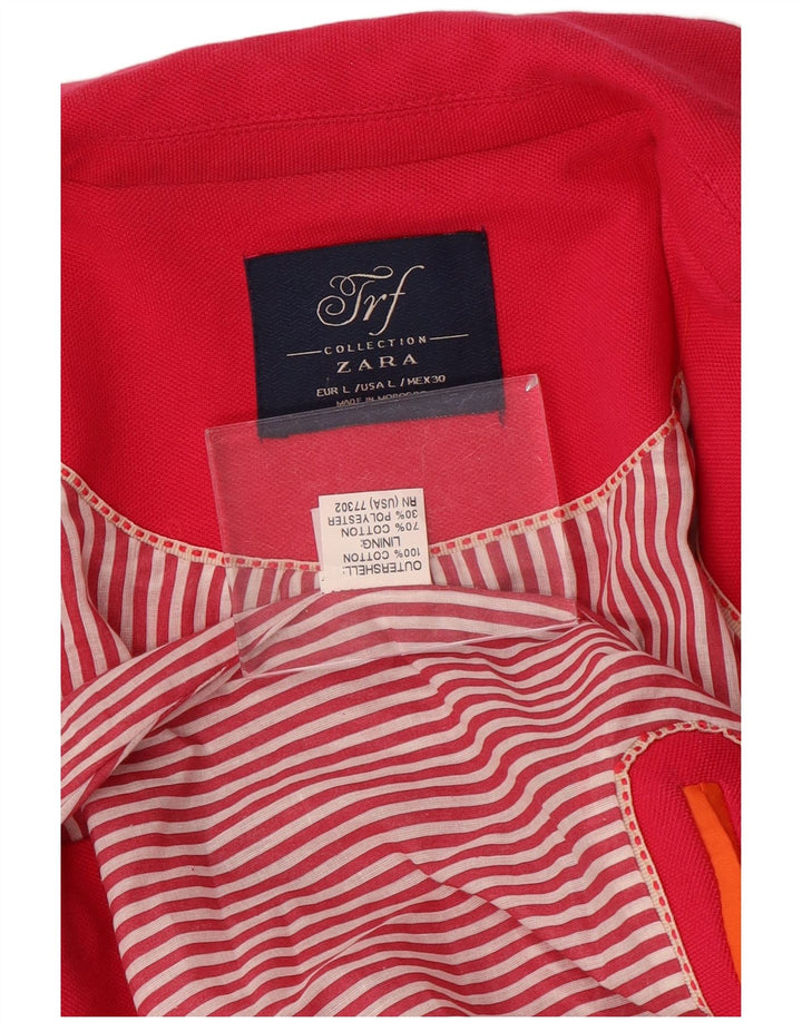 Zara Womens Crop 1-knap blazerjakke UK 14 Large Pink Bomuld