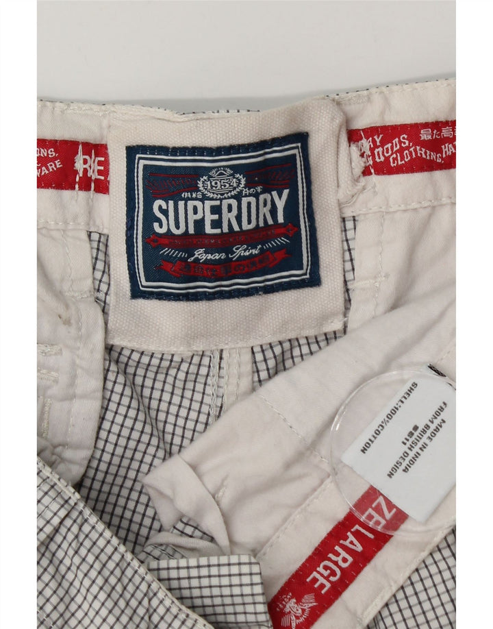 Superdry Herre Cargo Shorts Large W36 White Gingham Cotton