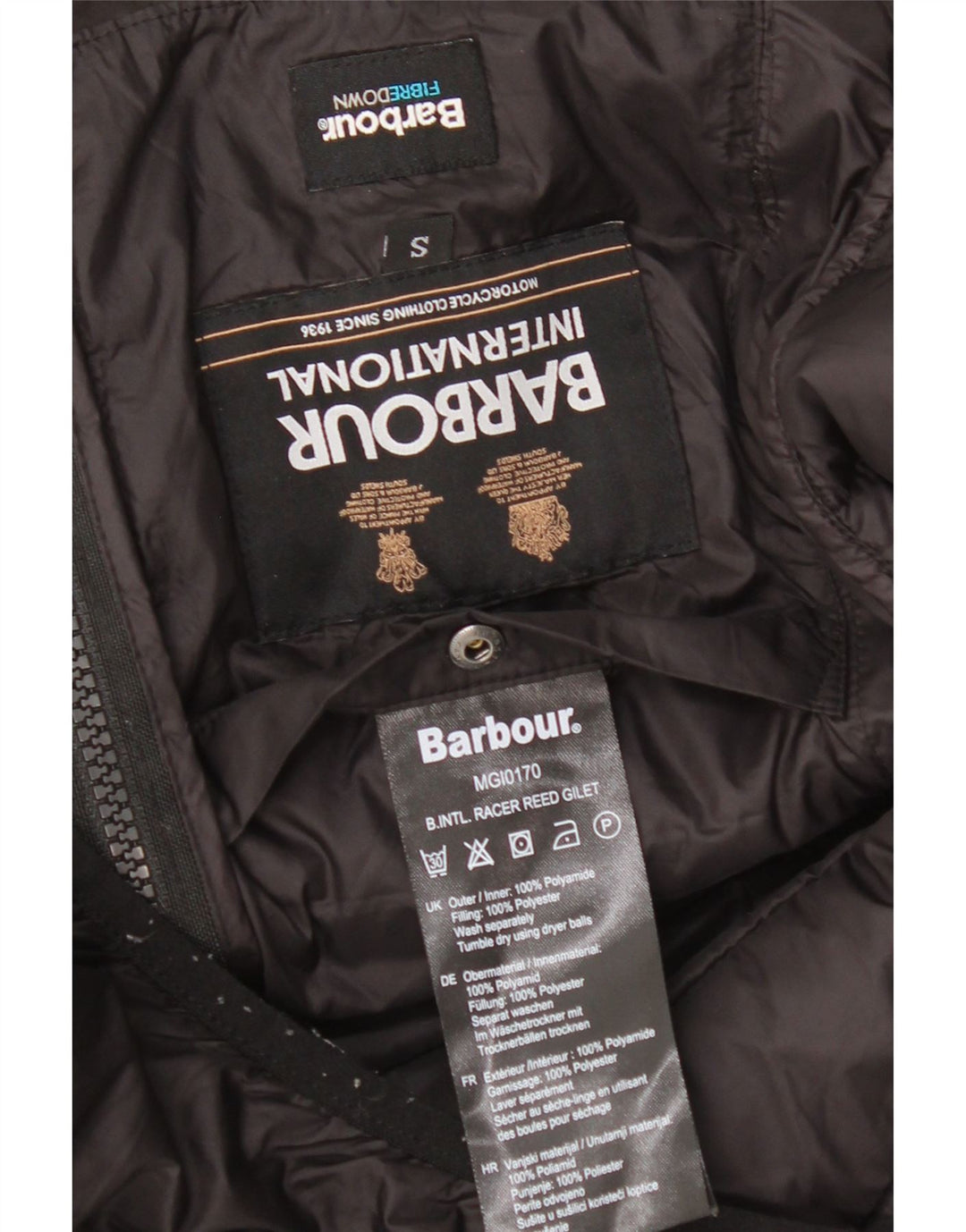 Barbour Herre Polstret Gilet UK 36 Lille sort polyamid