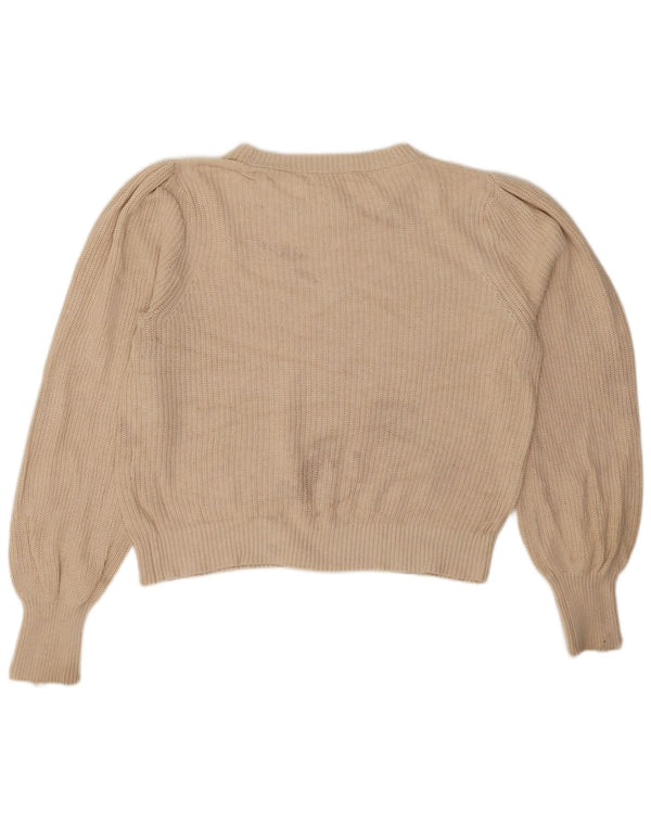 French Connection Womens Crop Boat Neck Jumper Sweater UK 16 Large Beige