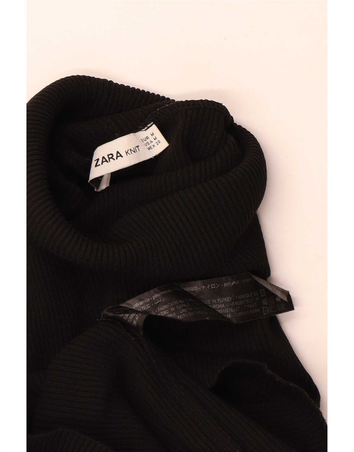 Zara Dame Top Langærmet UK 12 Medium Sort Polyamid