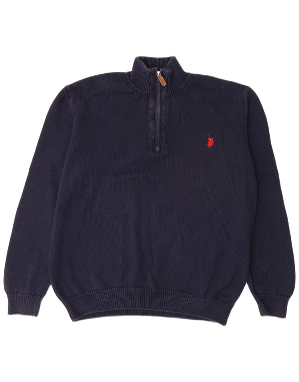 U.S. POLO ASSN. Herre lynlås-hals sweater 3XL marineblå bomuld