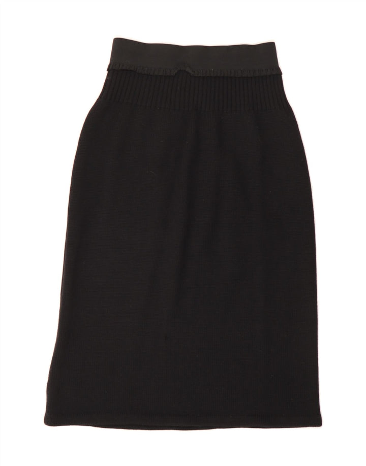VINTAGE Womens Knit Midi Skirt W30 Medium Black Vintage Vintage and Second-Hand Vintage from Messina Hembry 