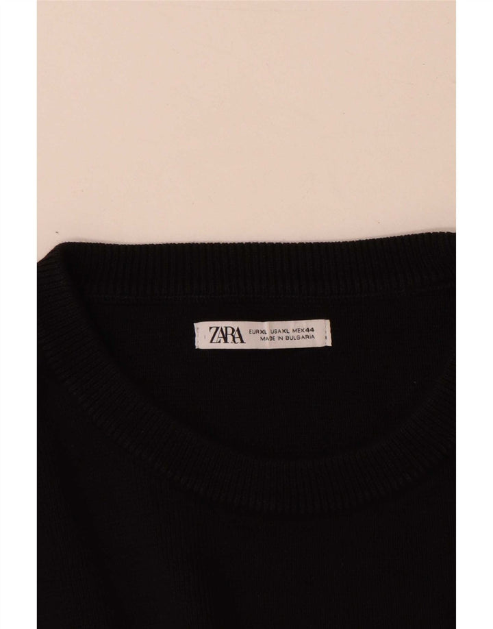 Zara Herre sweater med rund hals XL sort bomuld