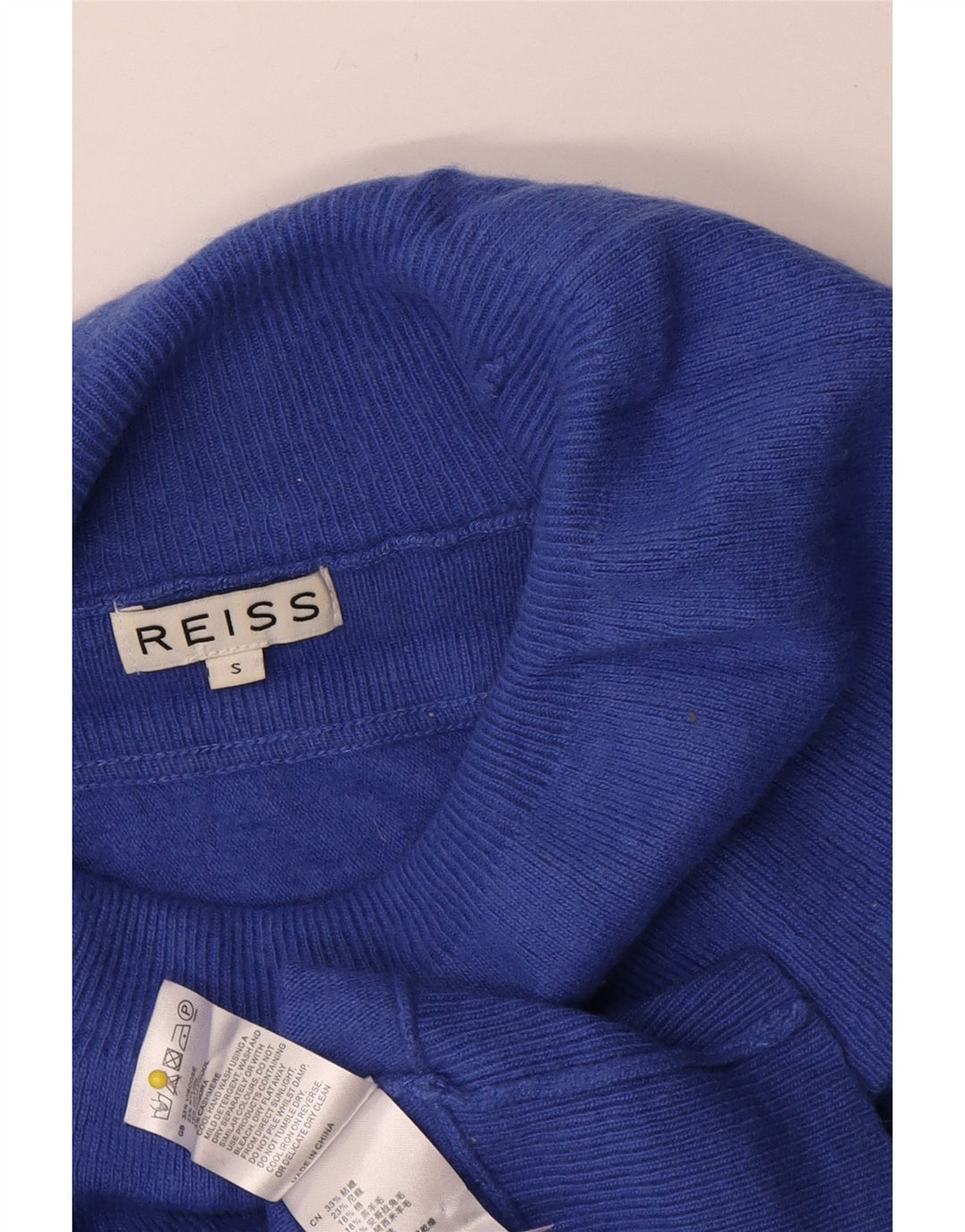 Reiss Dame Oversized Roll Neck Jumper Sweater UK 10 Small Blue Viscose