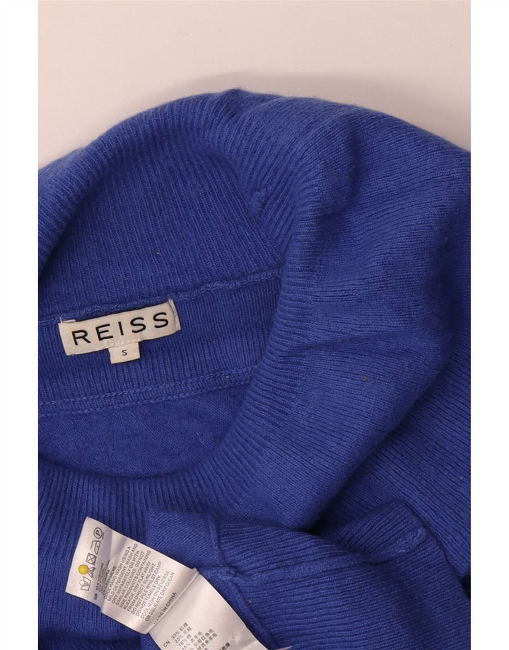 Reiss Dame Oversized Roll Neck Jumper Sweater UK 10 Small Blue Viscose
