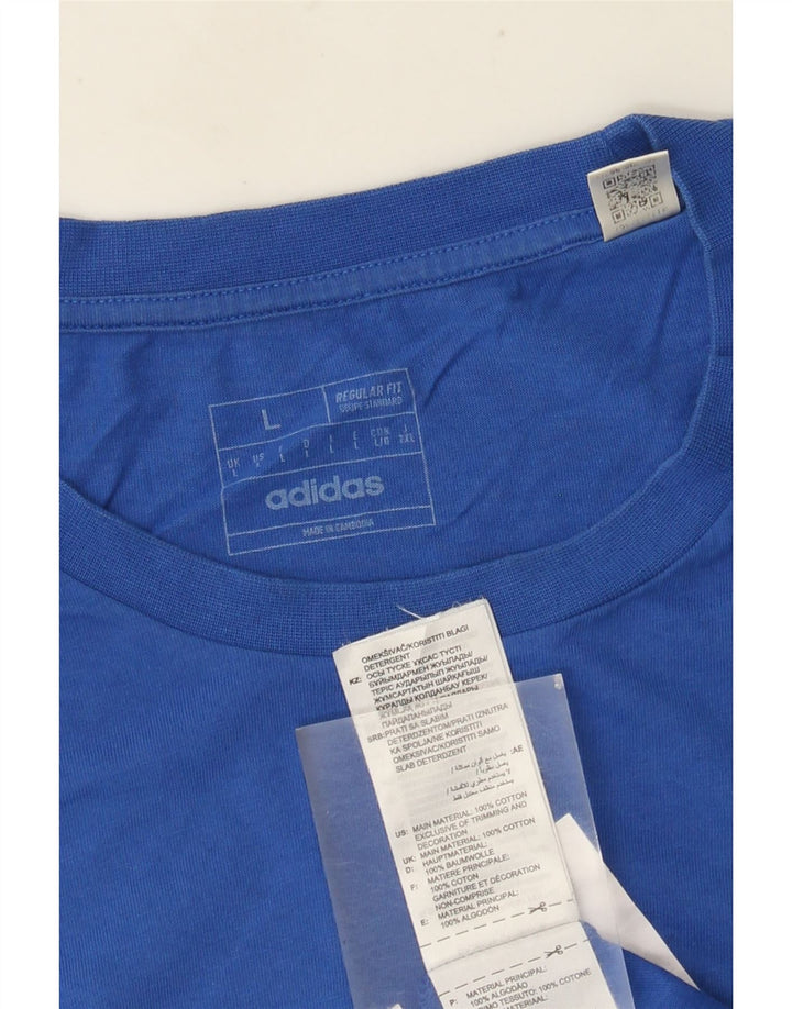 ADIDAS Herre Regular Fit Grafisk T-Shirt Top Stor Blå Bomuld