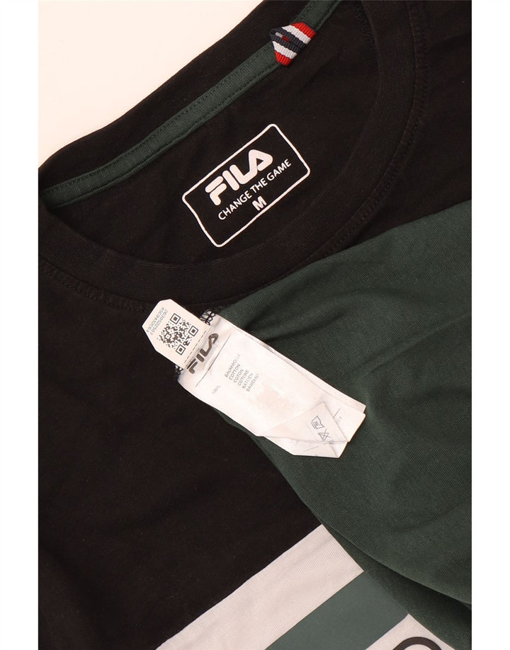 Fila Herre grafisk T-shirt Top Medium Flerfarvet Colourblock Bomuld