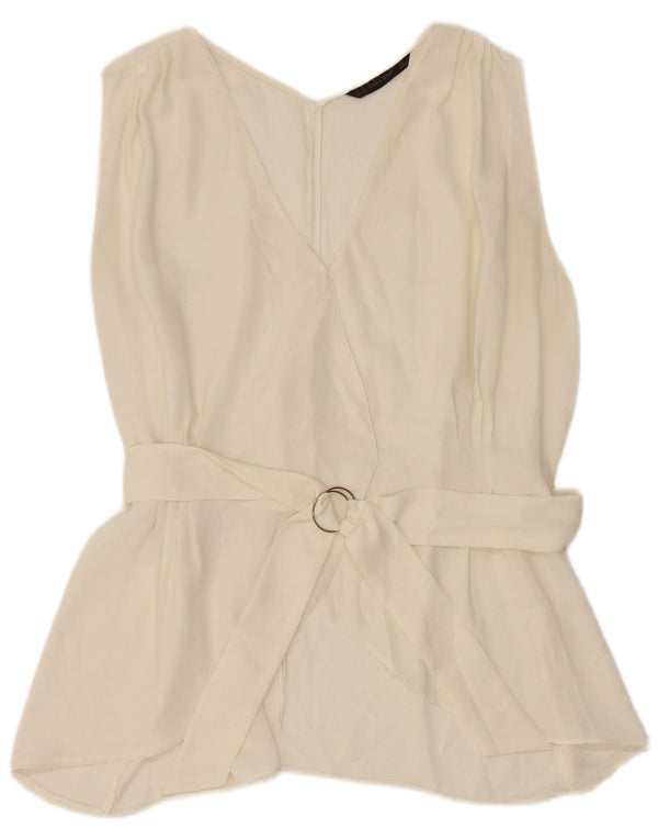 Zara Dame ærmeløs bluse Top UK 18 XL Hvid