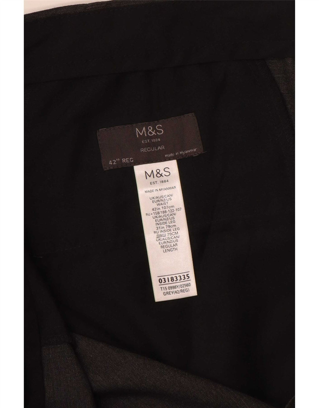 Marks & Spencer Herre Regular Suit Bukser W42 L31 Grå polyester