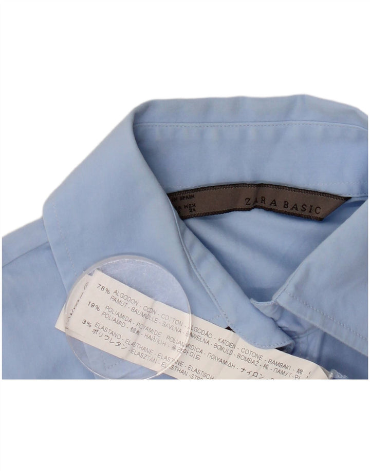 ZARA langærmet bodysuit til kvinder UK 6 XS blå bomuld