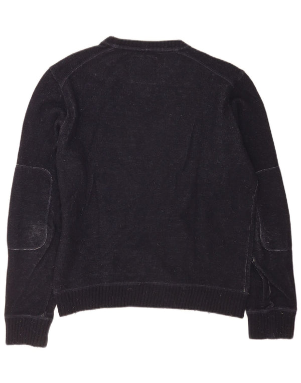 Woolrich Herre Grafisk Boat Neck Jumper Sweater Medium Navy Blue Uld