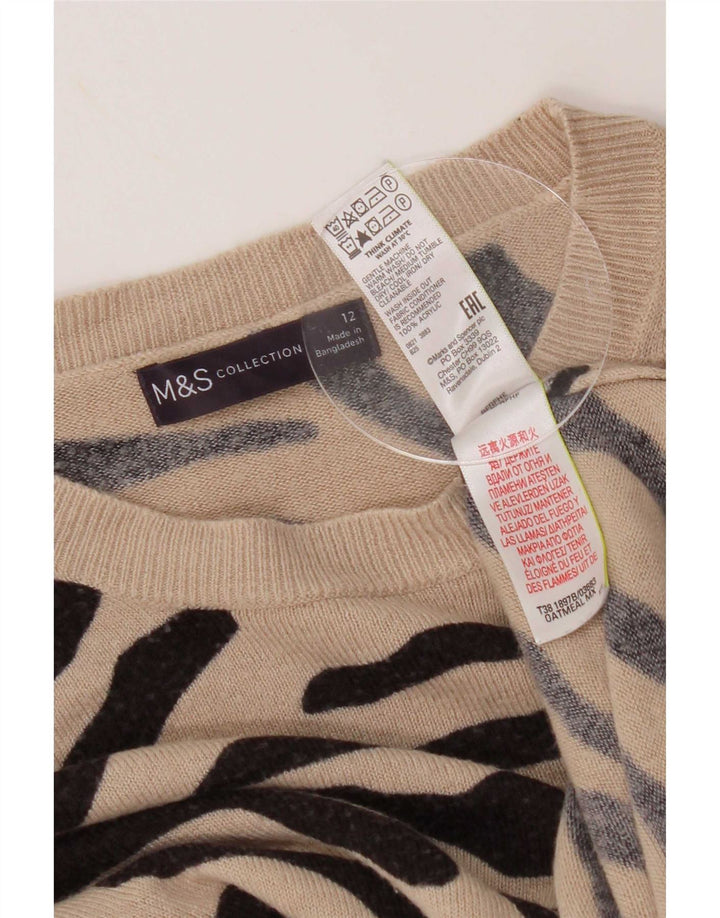 Marks & Spencer Dame Boat Neck Jumper Sweater UK 12 Medium Beige