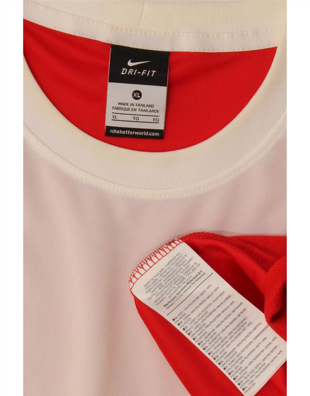 NIKE Herre Dri Fit Top Langærmet XL Rød Colourblock Polyester