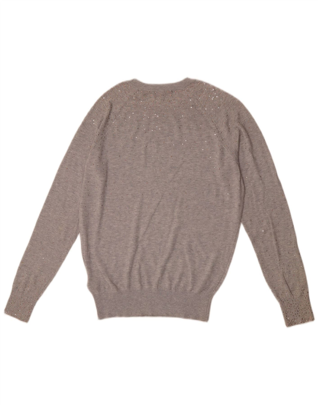 Ted Baker Dame Boat Neck Jumper Sweater Størrelse 2 Lille Grå Flecked Bomuld