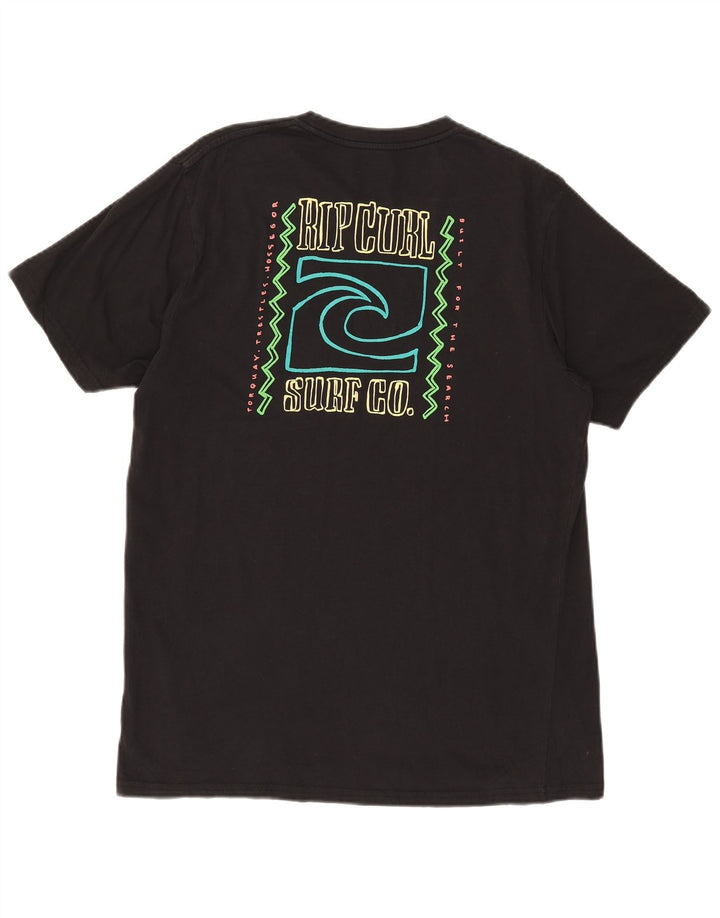 Rip Curl Herre Standard Fit Grafisk T-Shirt Top Stor Sort