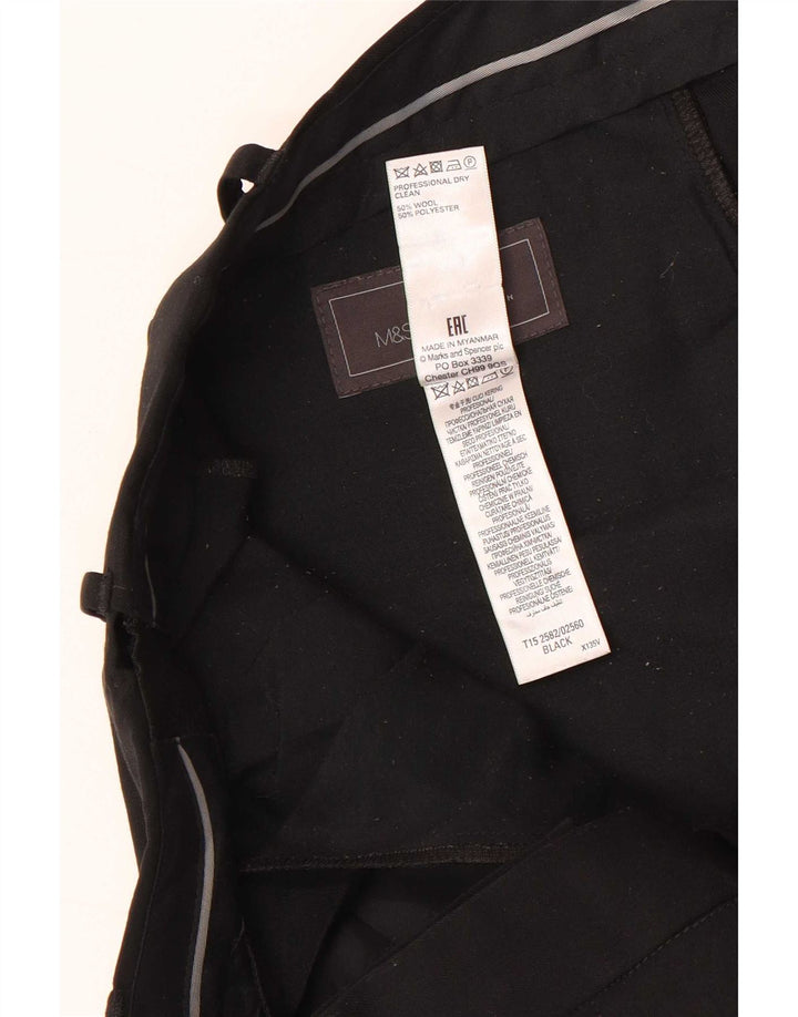 Marks & Spencer Herre Regular Fit Suit Bukser W38 L31 Sort Uld