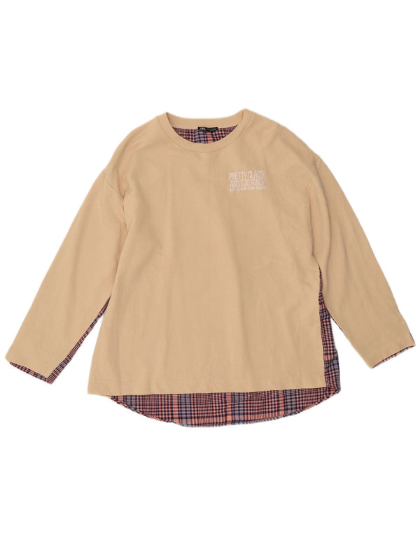 ZARA Loose Fit Sweatshirt Jumper UK 14 Medium Beige Colourblock