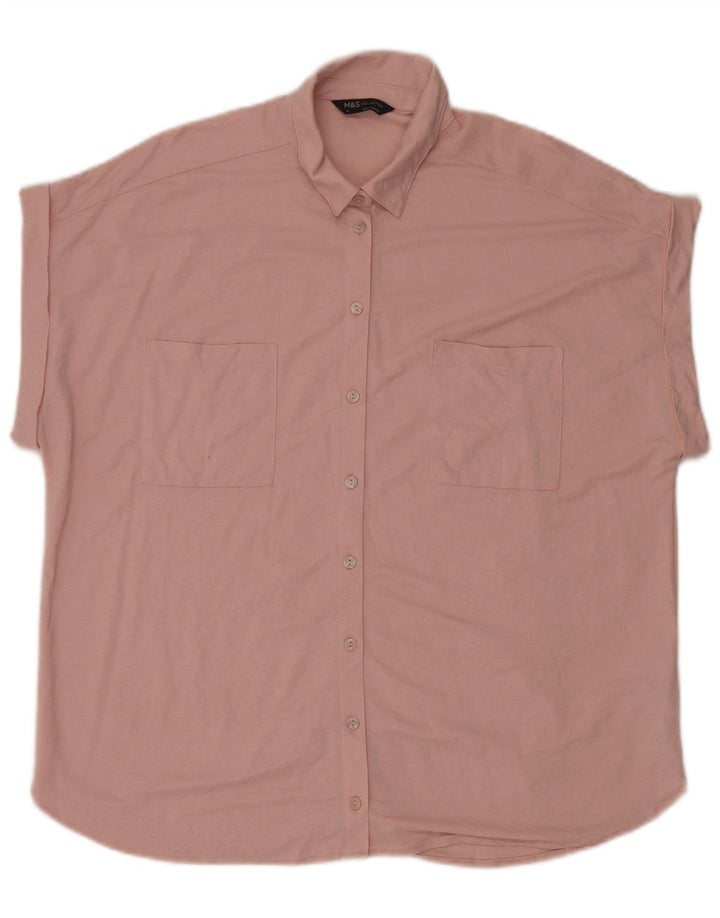 Marks & Spencer Kortærmet Oversized skjorte til kvinder UK 14 Large Pink