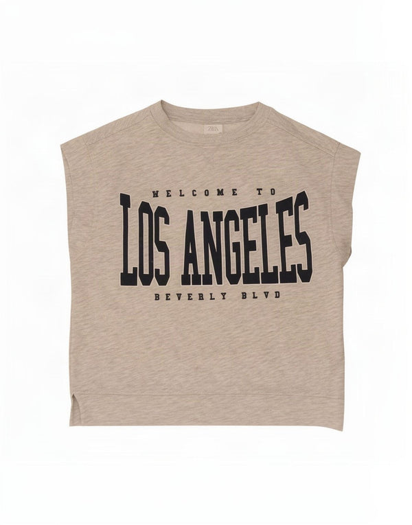 Zara piger Loose Fit grafisk T-shirt top 11-12 år grå bomuld