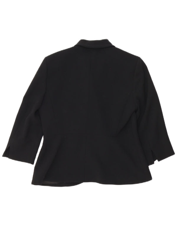 Max Mara Dame 3/4 ærmer 1 knap blazerjakke UK 12 Medium Sort Rayon