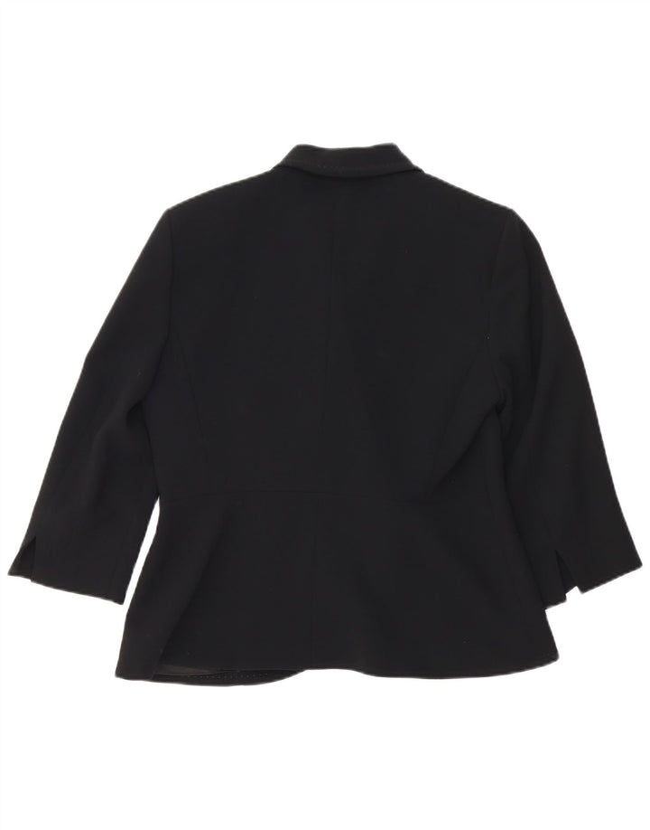 Max Mara Dame 3/4 ærmer 1 knap blazerjakke UK 12 Medium Sort Rayon