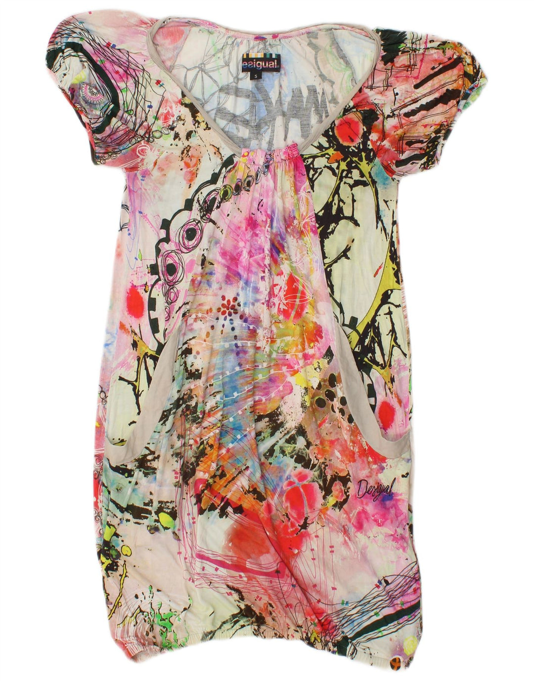 DESIGUAL Kvinders grafisk boblekjole UK 8 Small Multicolor Tie Dye