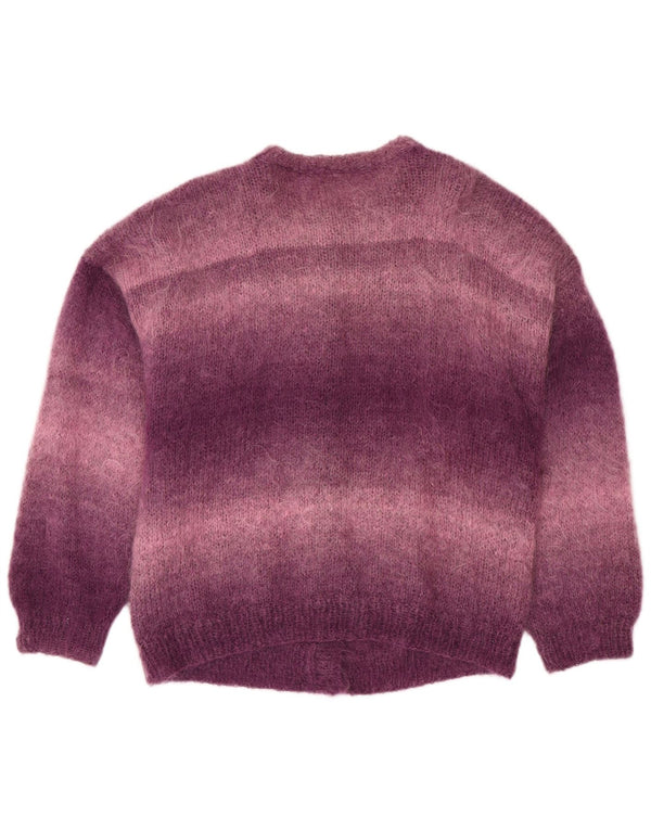 VINTAGE Dame Loose Fit Cardigan Sweater UK 18 XL Lilla Colourblock