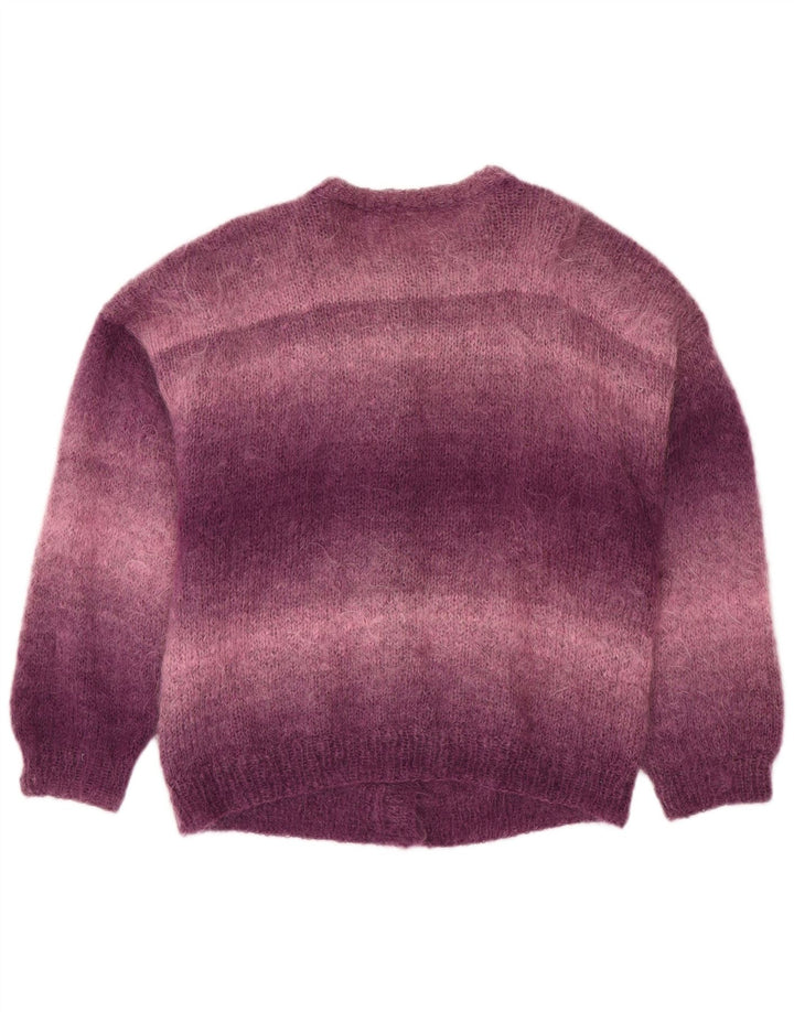 VINTAGE Dame Loose Fit Cardigan Sweater UK 18 XL Lilla Colourblock