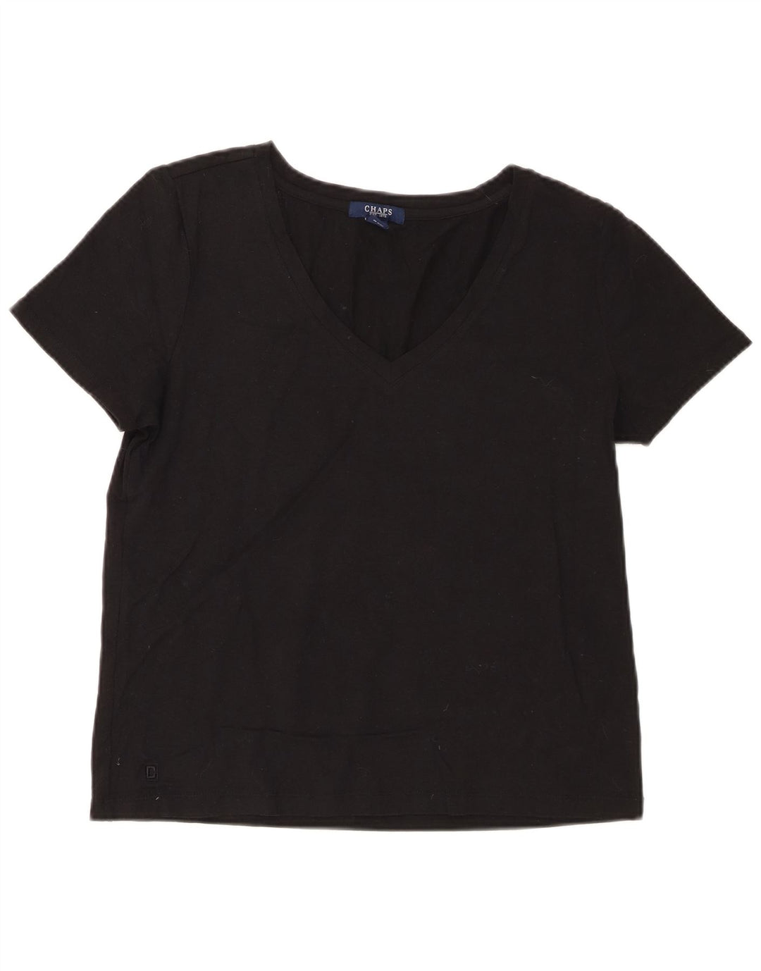Chaps Dame T-Shirt Top UK 14 Stor Sort Bomuld