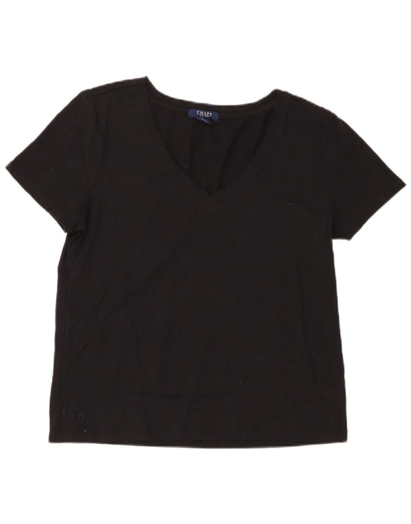 Chaps Dame T-Shirt Top UK 14 Stor Sort Bomuld