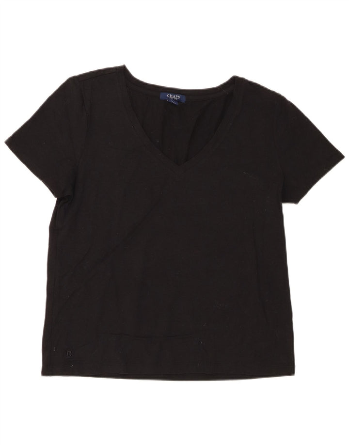 Chaps Dame T-Shirt Top UK 14 Stor Sort Bomuld
