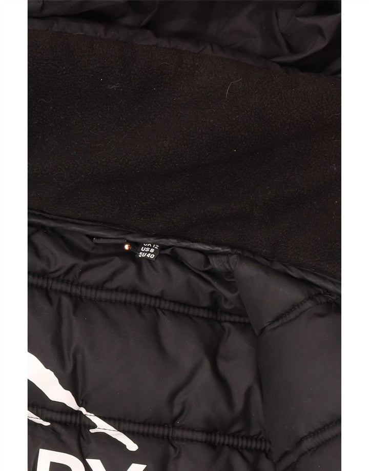Superdry Polstret frakke med hætte til kvinder UK 12 medium sort polyester