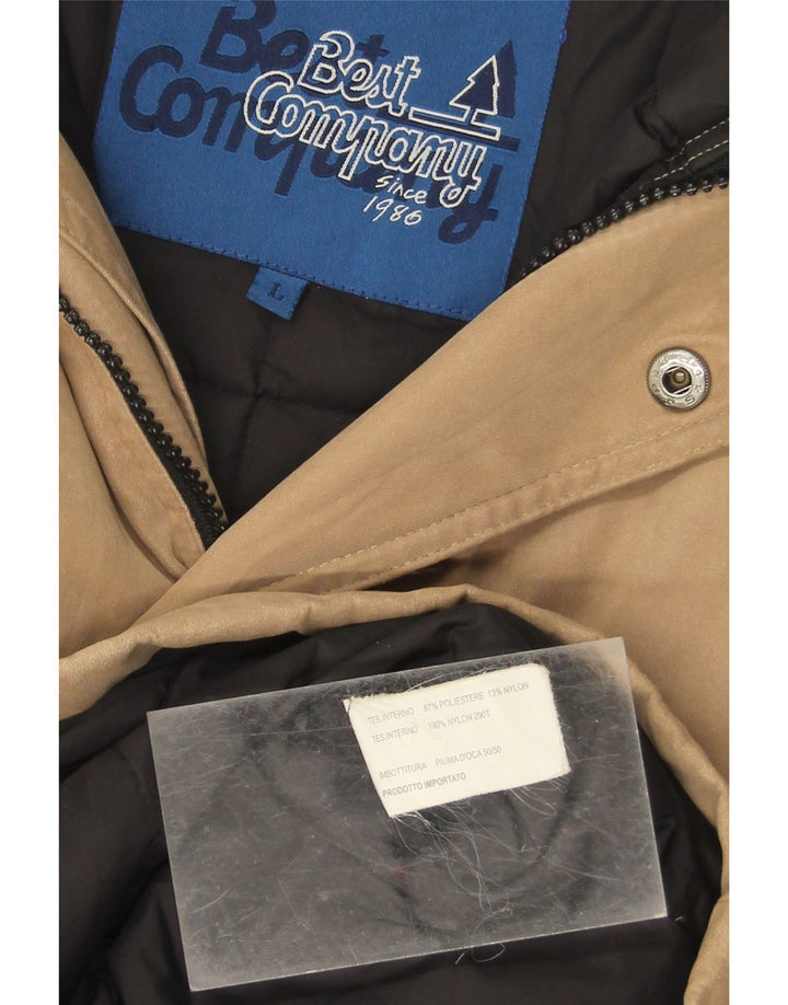BEST COMPANY Mens Hooded Padded Jacket UK 40 Large Beige Polyester