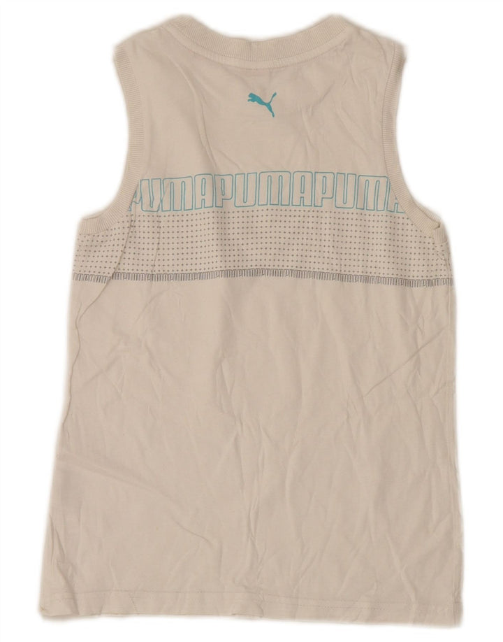 Puma Drenge Grafisk Vest Top 9-10 År Hvid Plettet