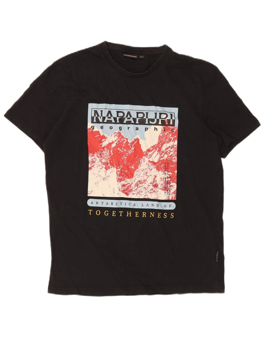 Napapijri Herre grafisk T-shirt Top Medium Sort Bomuld