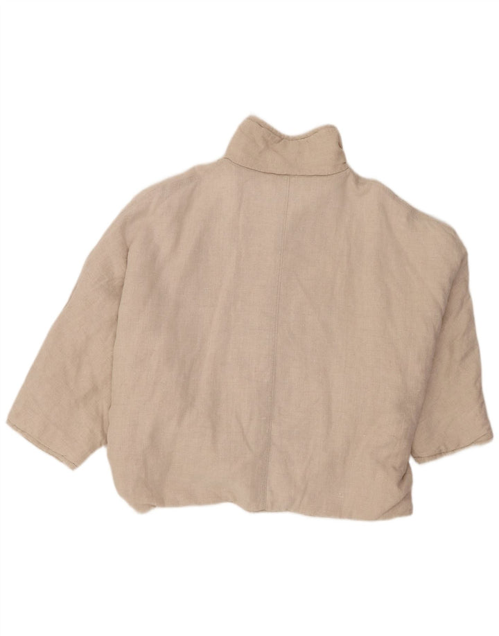 Vintage 3/4 ærmet bomberjakke til kvinder, UK 16, stor beige farveblok