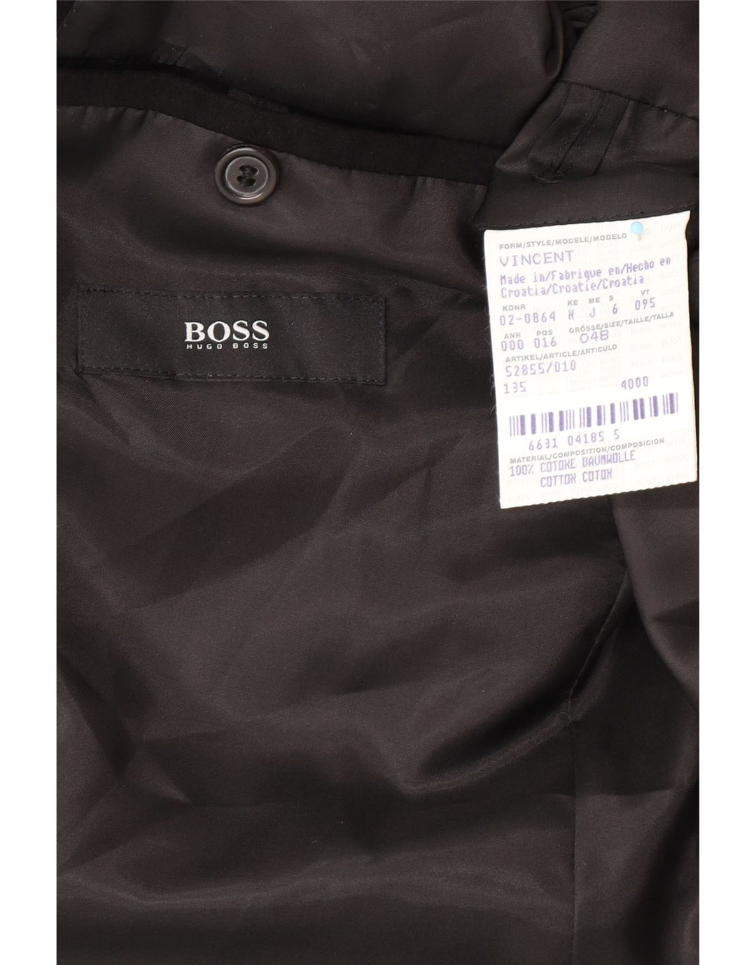 HUGO BOSS Herre 2-knaps blazerjakke EU 48 Medium Sort Bomuld