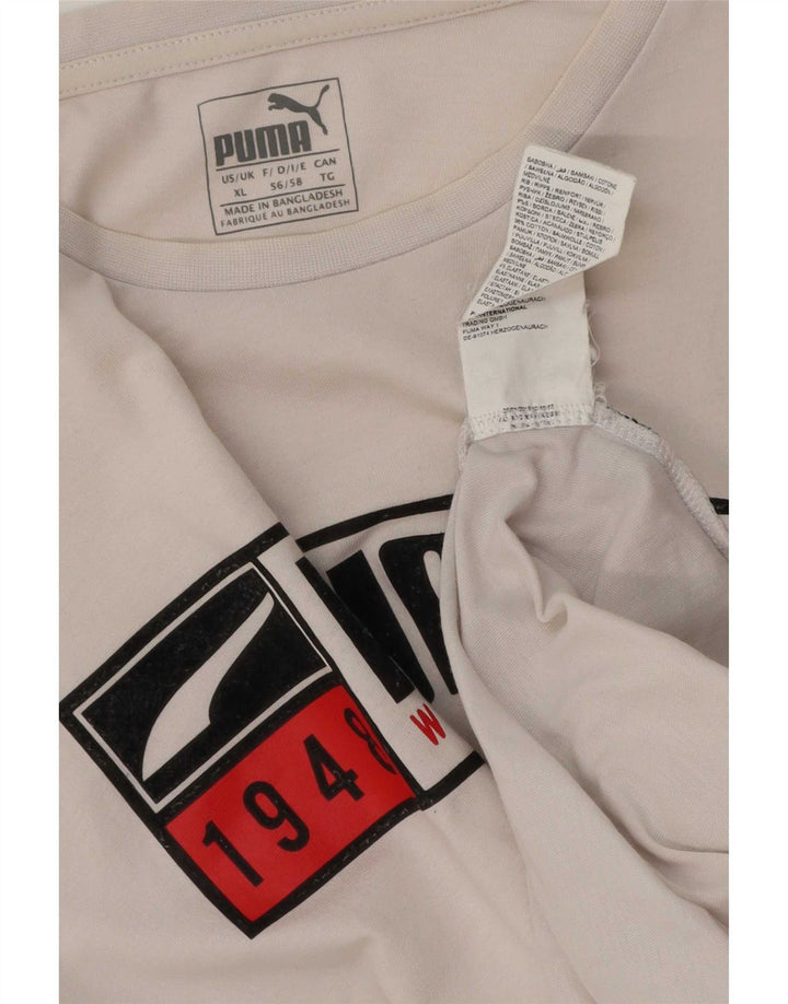 Puma Herre Grafisk T-Shirt Top XL Hvid Bomuld