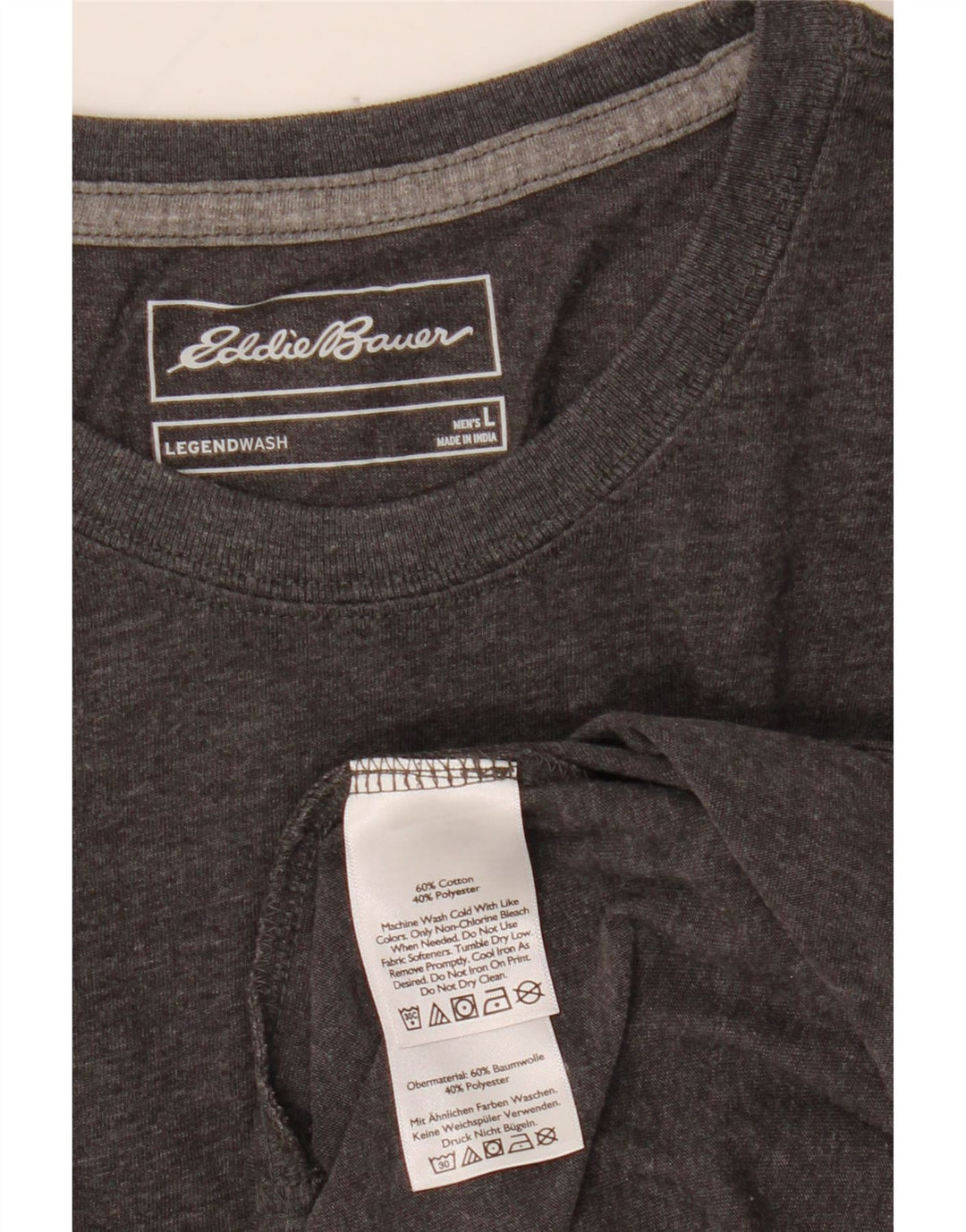 EDDIE BAUER Herre Top Langærmet Stor Grå Bomuld