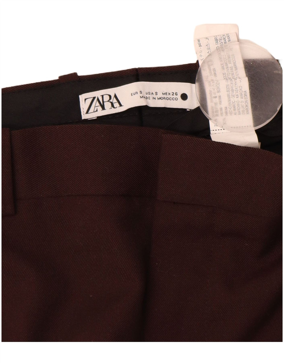 Zara lige chinosbukser til kvinder Small W26 L28 brun polyester