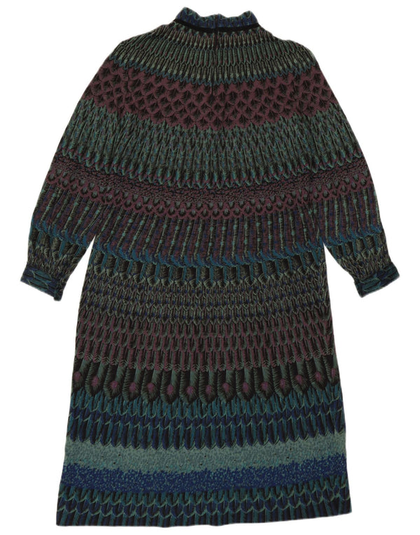 Giovannozzi Dame 3/4-ærmet Jumper Kjole UK 12 Medium Grøn Geometrisk