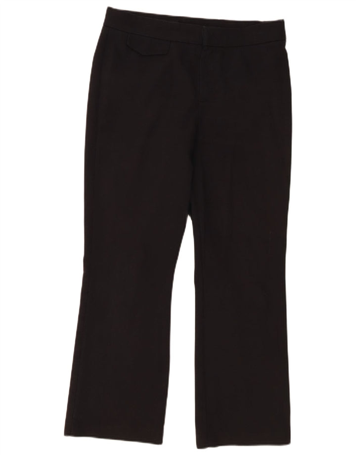 Zara Dame Bootcut Cropped Trousers Medium W28 L25 Sort Bomuld