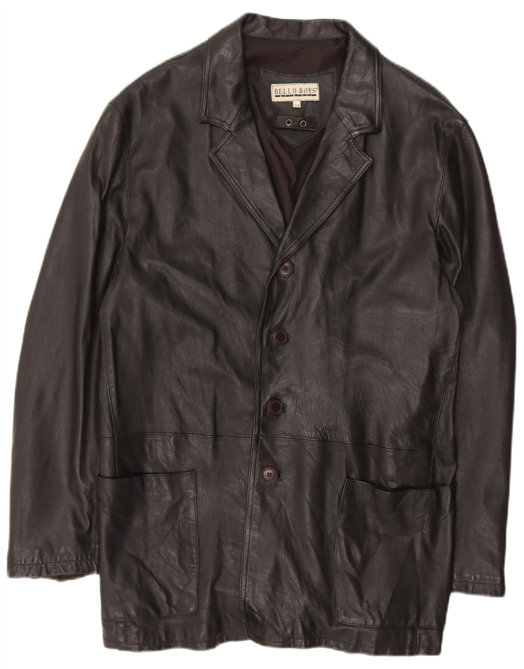 VINTAGE Mens Leather Jacket IT 54 2XL Black Leather