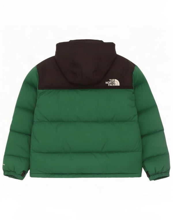 The North Face Mens Hooded Padded Jacket UK 40 Large Green Colourblock